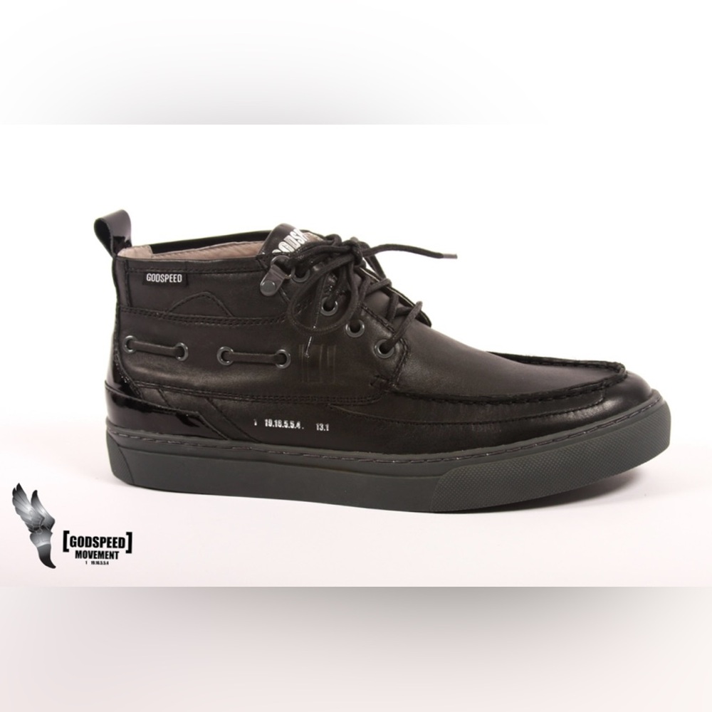 RARE Jon Buscemi Godspeed R1 Peerless Black Leather Mid Top Sneaker Boot Size 10